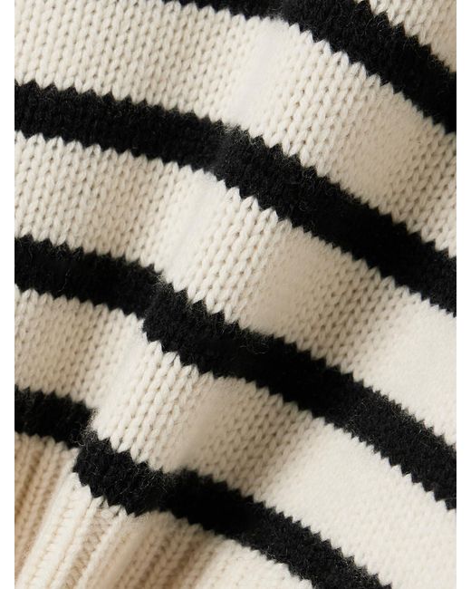 Nili Lotan Natural Noemi Lace-Up Striped Cashmere Hoodie