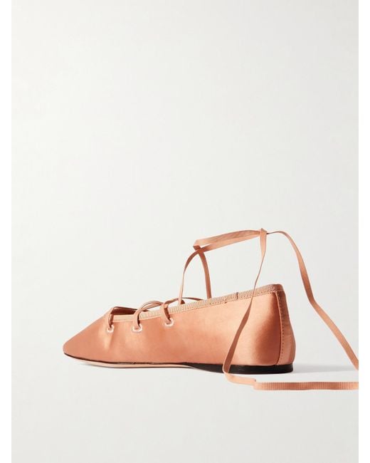 Loeffler Randall Pink Louisa Lace-Up Satin Ballet Flats