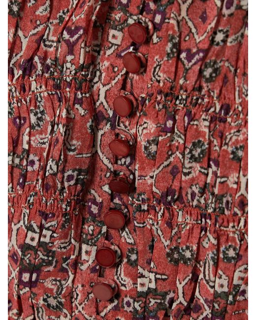 Isabel Marant Red Briane Maxikleid Aus Bedrucktem Georgette Mit Raffungen