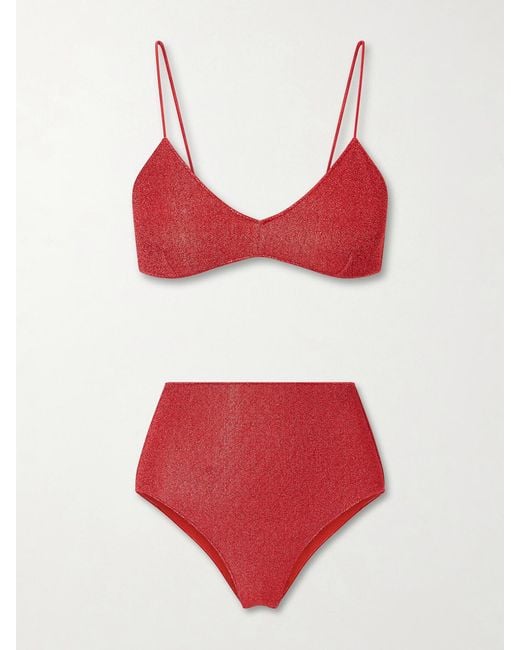 Oseree Red Lumière Metallic Lurex Bikini