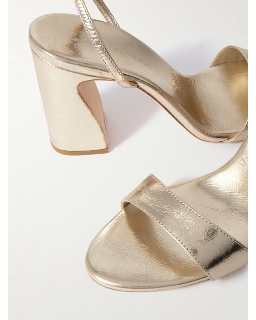 Loeffler Randall Natural Malia Metallic Crinkled-Leather Sandals