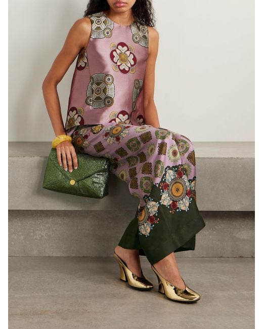 LaDoubleJ Purple Icon La Scala Satin-Jacquard Top