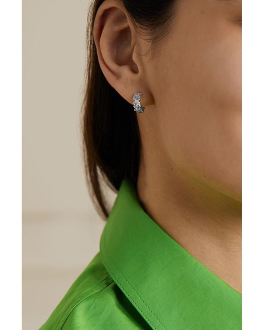 Suzanne Kalan White Shimmer 18-Karat Diamond Hoop Earrings