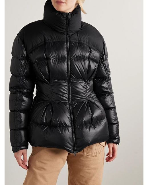 Moncler Black Appliquéd Quilted Padded Glossed-Shell Down Jacket