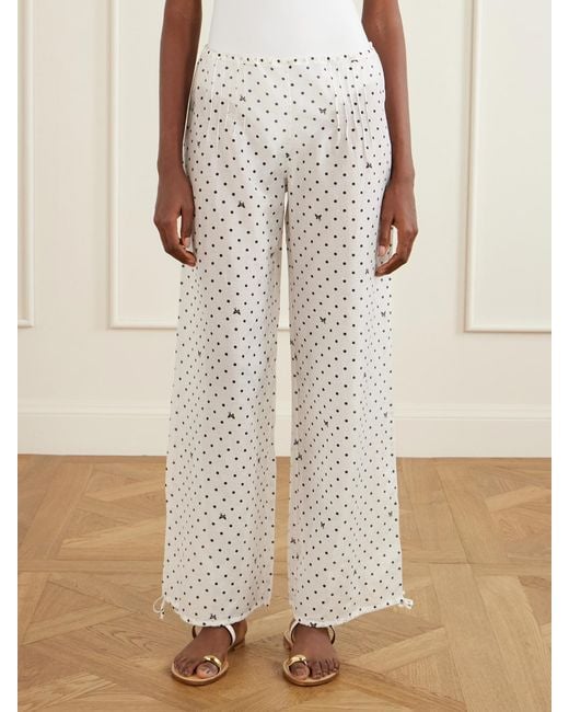 Kiki de Montparnasse White Kiki Polka-Dot Cotton And Silk-Blend Balloon Pants