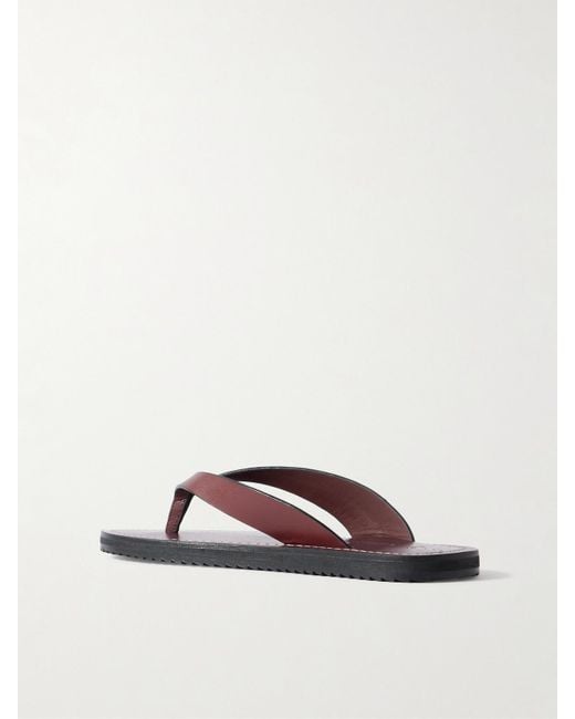 A.Emery Brown Flora Leather Flip Flops