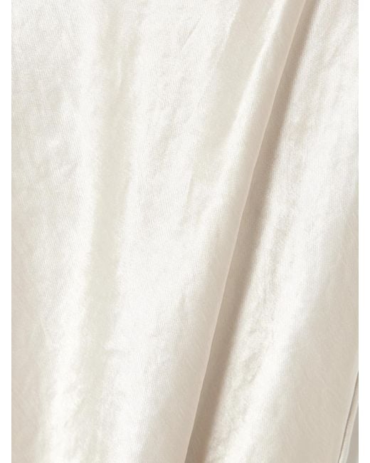 Abadia White Draped Hammered-Satin Gown