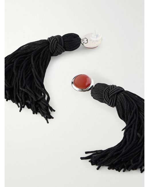 Sophie Buhai Black Cleo Tasseled And Cornelian Earrings