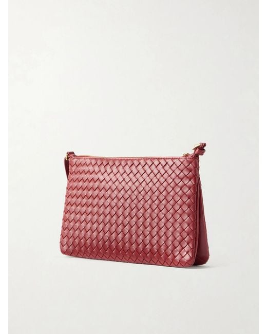 Bottega Veneta Red Gemellini Intrecciato Leather Shoulder Bag