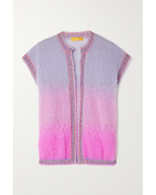 Rose Carmine Wool Striped Metallic Mohairblend Cardigan in Pink Lyst
