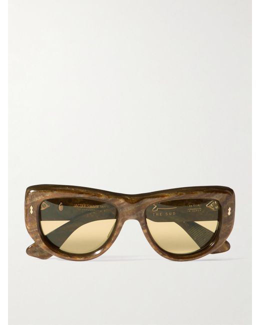 Jacques Marie Mage Natural Erin Wasson The Sud Square-Frame Marbled Acetate Sunglasses