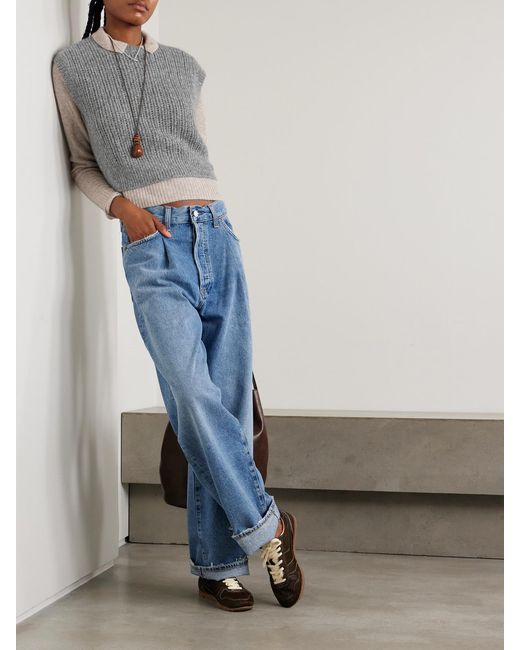 James Perse Gray Cropped Cashmere And Silk-Blend Vest