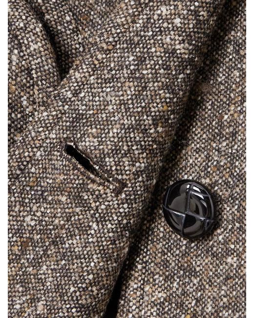 Blazé Milano Brown Sarissa Belted Velvet-Trimmed Tweed Jacket