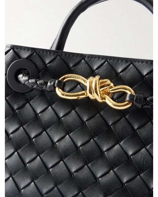 Bottega Veneta Black Mini Andiamo Intrecciato Leather Tote