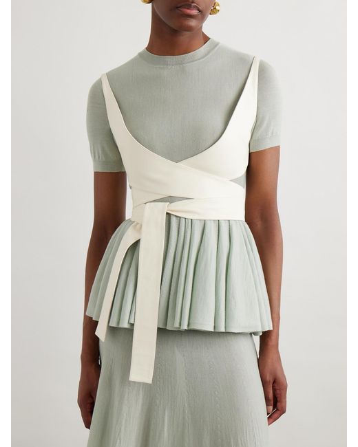 Alaïa Natural Cropped Knotted Leather Wrap Top