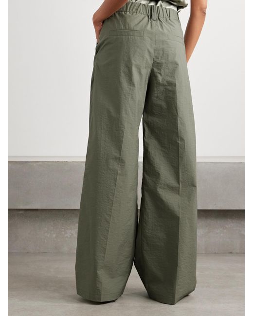 Brunello Cucinelli Green Bundfaltenhose Mit Weitem Bein Aus Shell Aus Einer Baumwollmischung