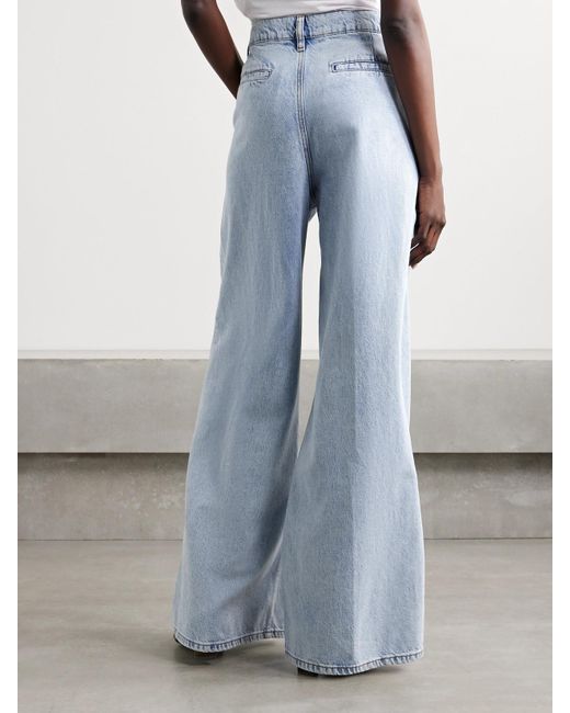 FRAME Blue The Wide Trouser High-Rise Wide-Leg Organic Jeans