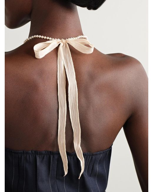 Mizuki Natural 14-Karat, Silk And Pearl Necklace