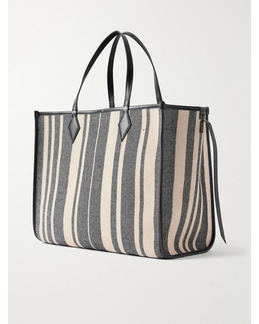 Metier Black Chameleon 41 Striped Leather-Trimmed Canvas Tote