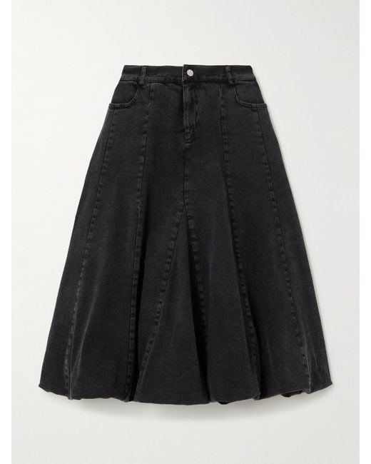 Sea Women's Black Elle Paneled Denim Midi Skirt