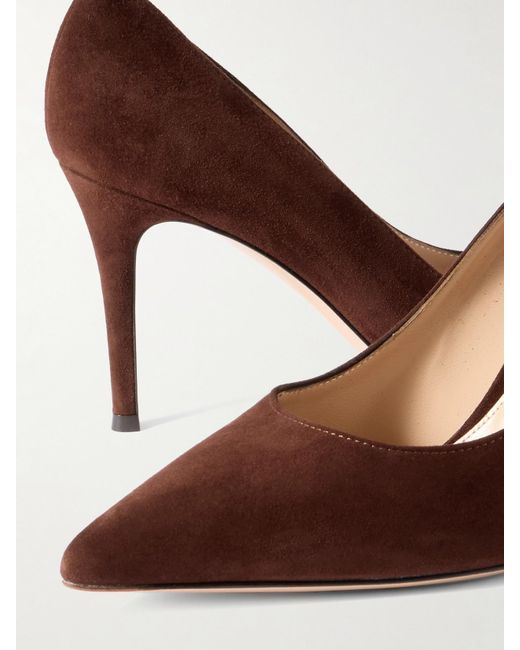 Gianvito Rossi Brown Gianvito 85 Suede Pumps