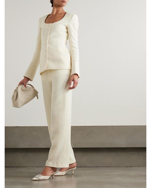 LIBEROWE Natural Alba Wool-Blend Tweed Wide-Leg Pants