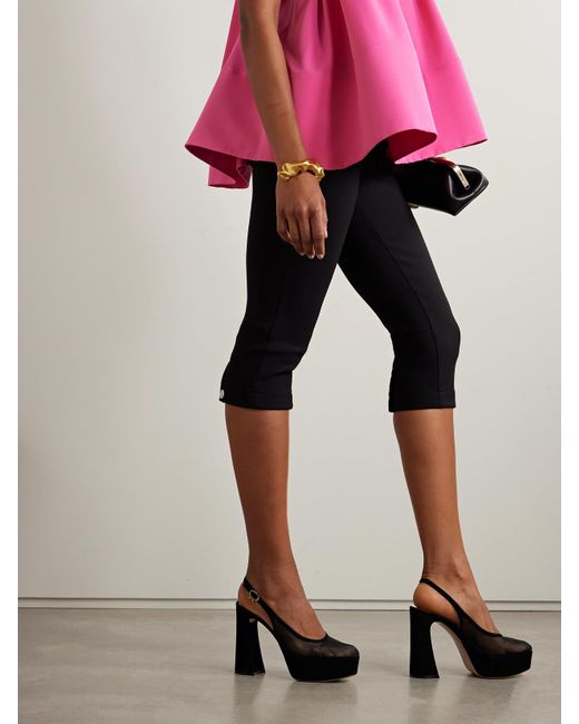 Gianvito Rossi Black Chopine 70 Suede-Trimmed Mesh Platform Pumps