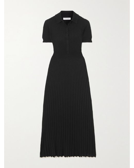 Gabriela Hearst Black Amor Maxikleid Aus Einer Gerippten Seiden-Kaschmirmischung
