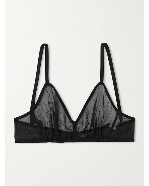 Calvin Klein Black Solen Crinkled-Organza Soft-Cup Triangle Bra