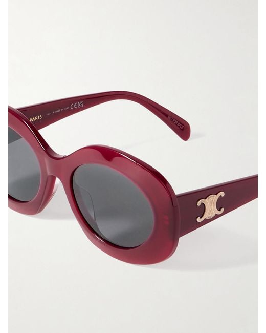 Céline Red Triomphe Oversized Round-Frame Acetate Sunglasses