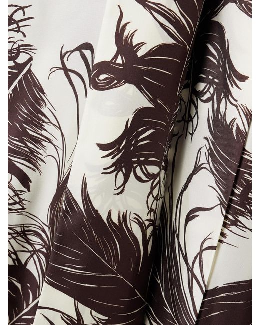 Oscar de la Renta White Scarf-Detailed Printed Silk-Twill Gown