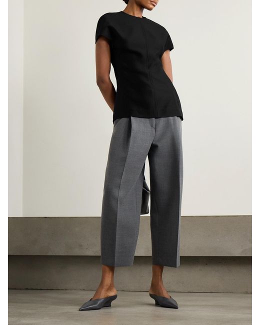 Totême Black Paneled Wool And Silk-Blend Top