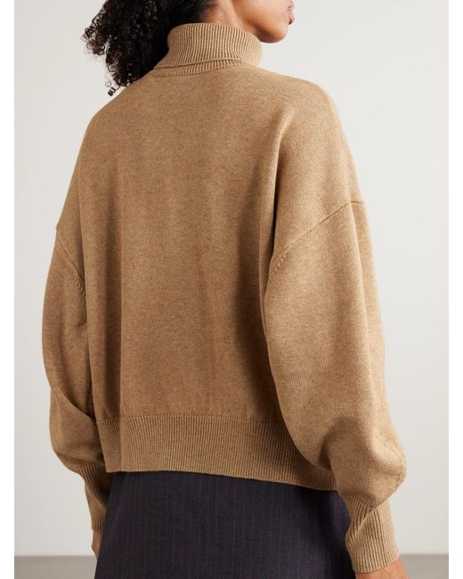 Isabel Marant Natural Nasha Embroidered Cotton And Wool-Blend Turtleneck Sweater