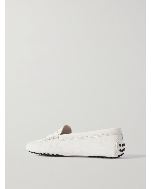 Tod's Natural Gommino Textured-Leather Loafers