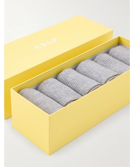 CDLP White Set Of Six Ribbed Cotton-Blend Socks