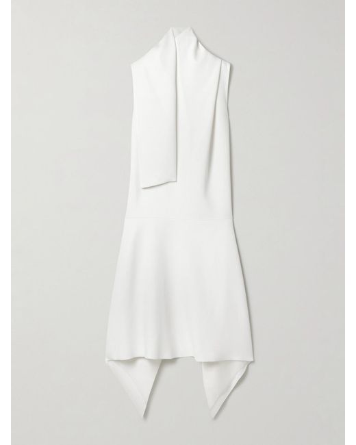Khaite White Loell Draped Duchesse-Satin Midi Dress