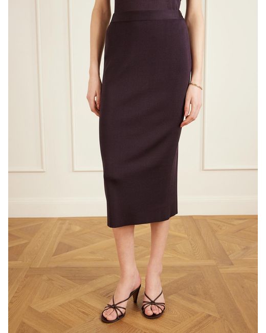 Veronica de Piante Blue Caterina Silk Midi Skirt