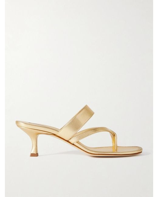 Sandales En Cuir Métallisé Susa 50 Manolo Blahnik en coloris Natural