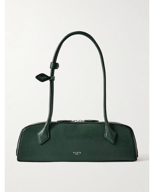 Alaïa Green Le Teckel Mittelgroße Schultertasche Aus Strukturiertem Leder