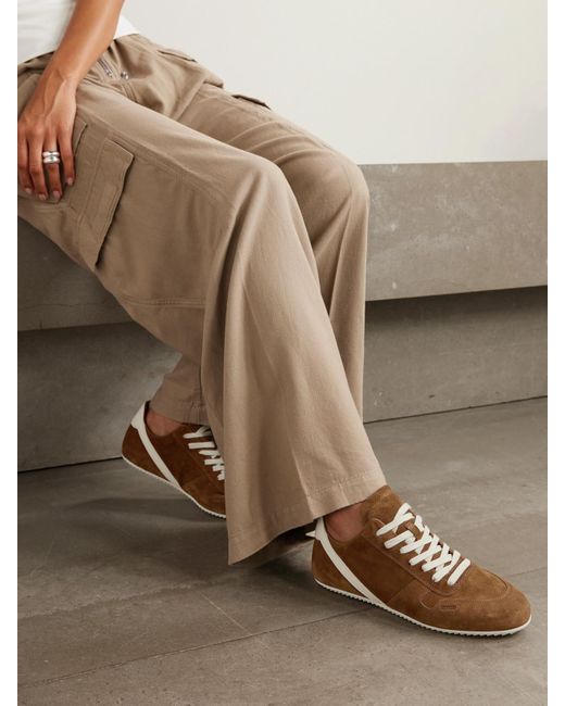 Rick Owens Brown Leather-Trimmed Suede Sneakers