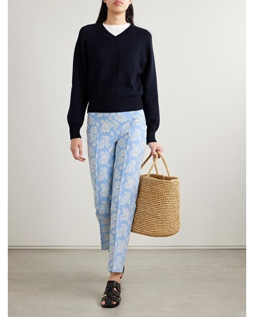 High Sport Blue Louis Hose Mit Verkürztem, Geradem Bein Aus Jacquard Mit Blumenmuster