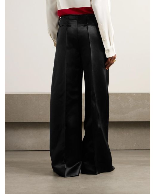 Peter Do Black Satin Wide-Leg Pants