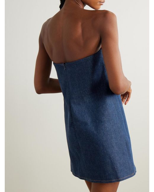 FRAME Blue Strapless Denim Mini Dress
