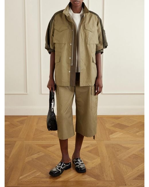 Sacai Natural Cotton Wide-Leg Cargo Pants