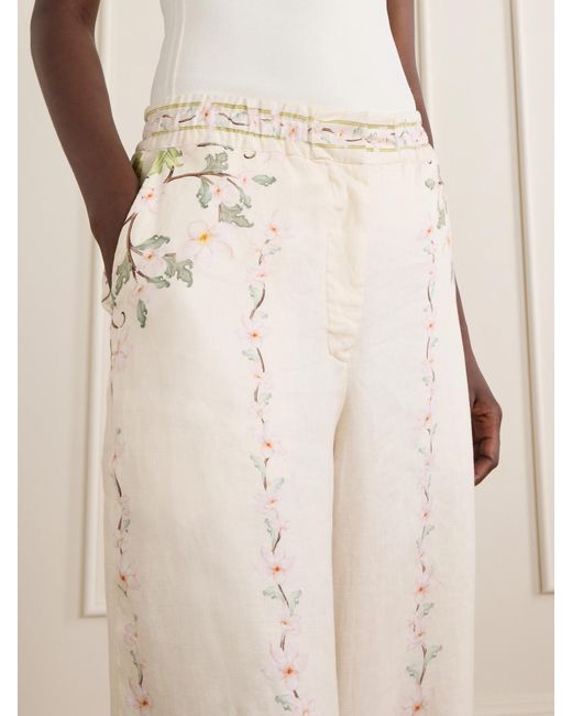 Agua Bendita Natural Tota Anhelo Floral-Printed Linen Straight-Leg Pants