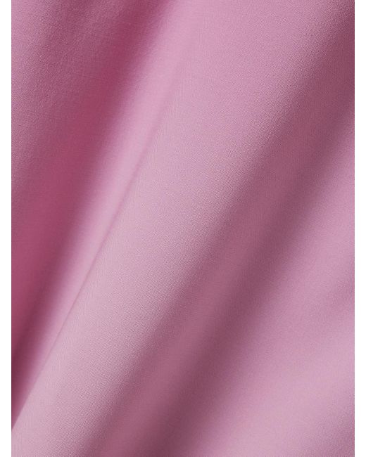 Oscar de la Renta Purple Belted Guipure Lace-Trimmed Wool-Blend Crepe Midi Dress