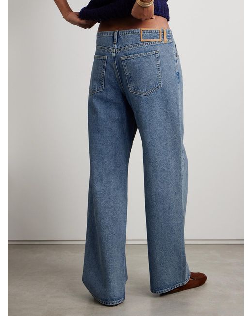 La Ligne Blue Jenny Drawstring Organic Mid-Rise Wide-Leg Jeans