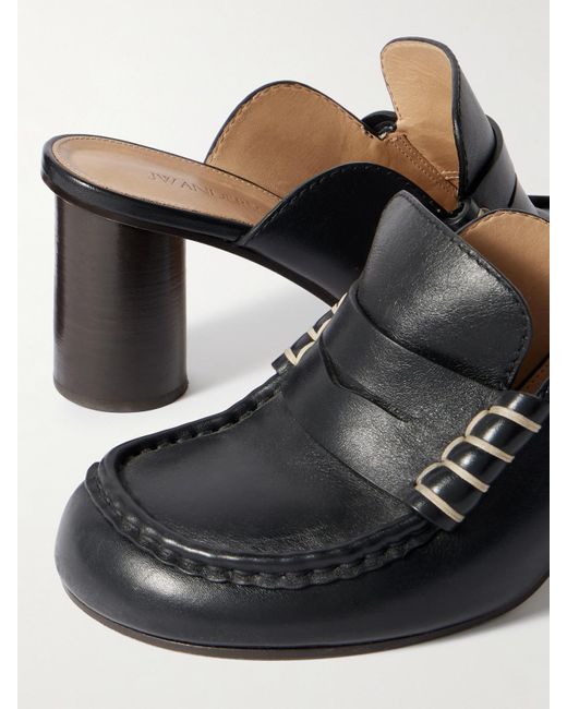 J.W. Anderson Black Loafer Whipstitched Leather Mules