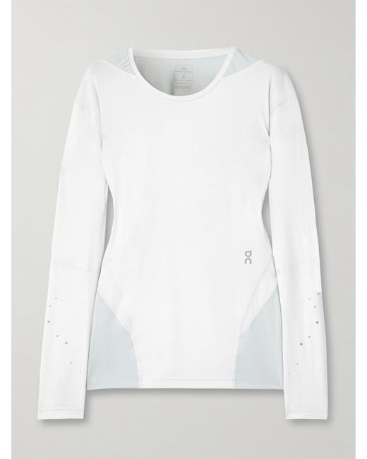On Shoes White Post Archive Facti Paneled Mesh And Stretch-Jersey T-Shirt