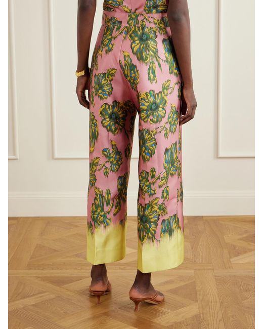 ALÉMAIS Pink Faye Floral-Print Twill Wide-Leg Pants